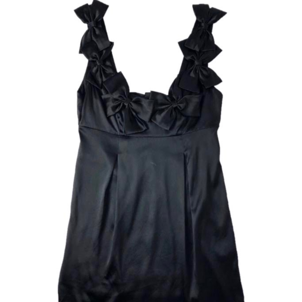 Rebecca Taylor Black Silk Bow Sleeveless Top